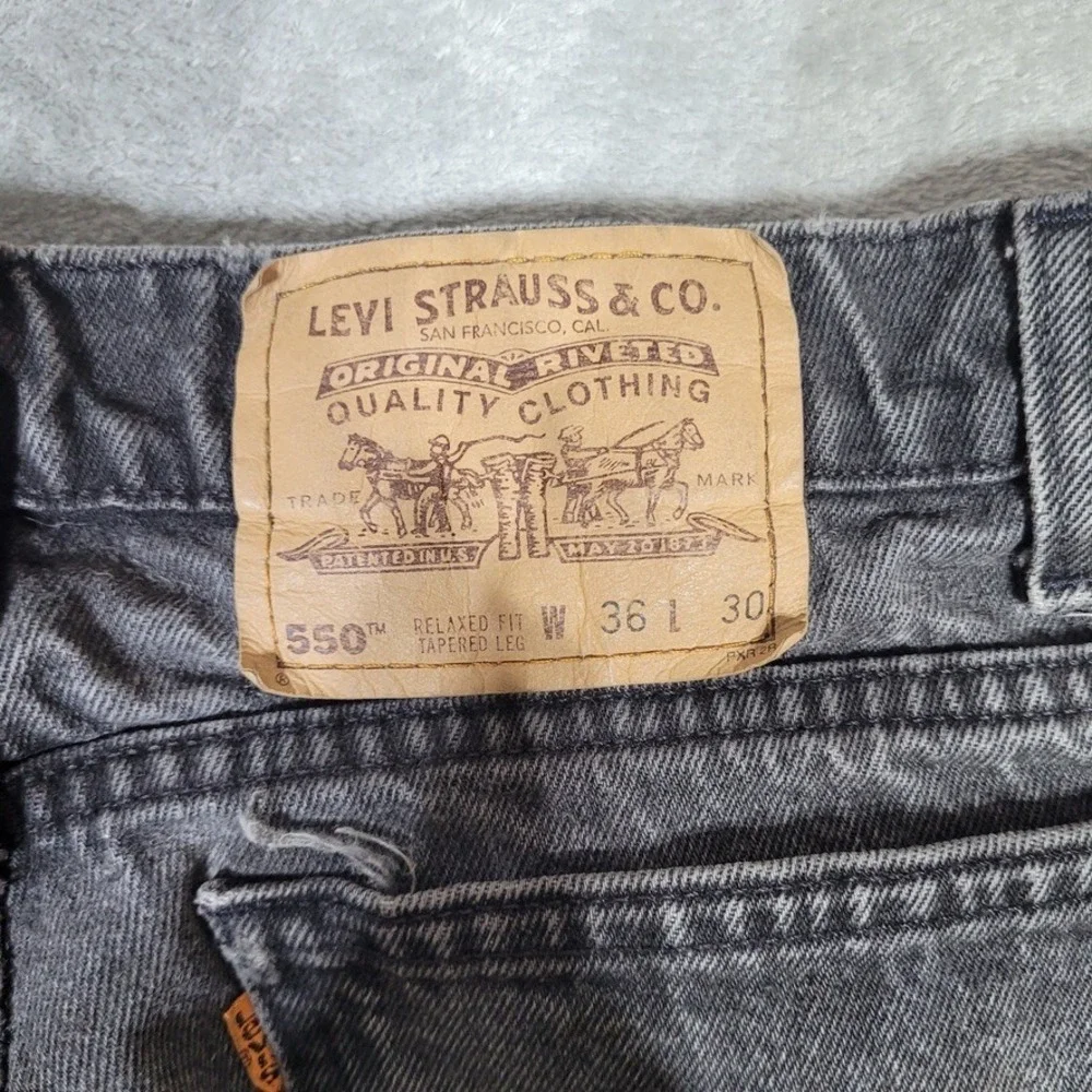 Vtg 90s Levi's 550 Jeans Black Orange Tab Jeans Denim Mens 36x30 (Fits 34x29)